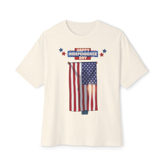 July 4th Flag Holder Tee – Oversized Box Graphic T-Shirt