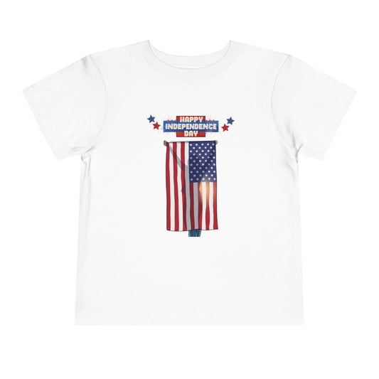 July 4th Flag Holder Tee - Toddler Graphic T-Shirt