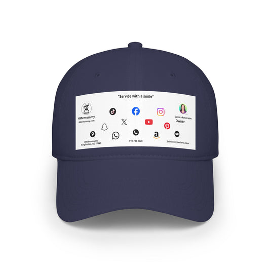 White Business Card Hat - Low Profile Baseball Cap (Print)