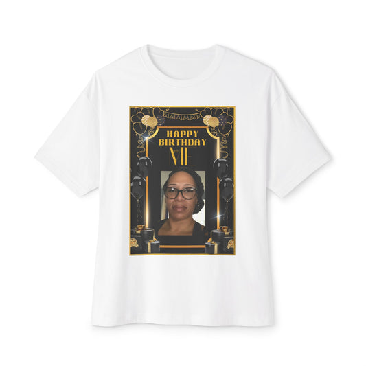 Black & Gold Bold Font Personalize It! B Day Tee – Oversized Box Graphic T-Shirt