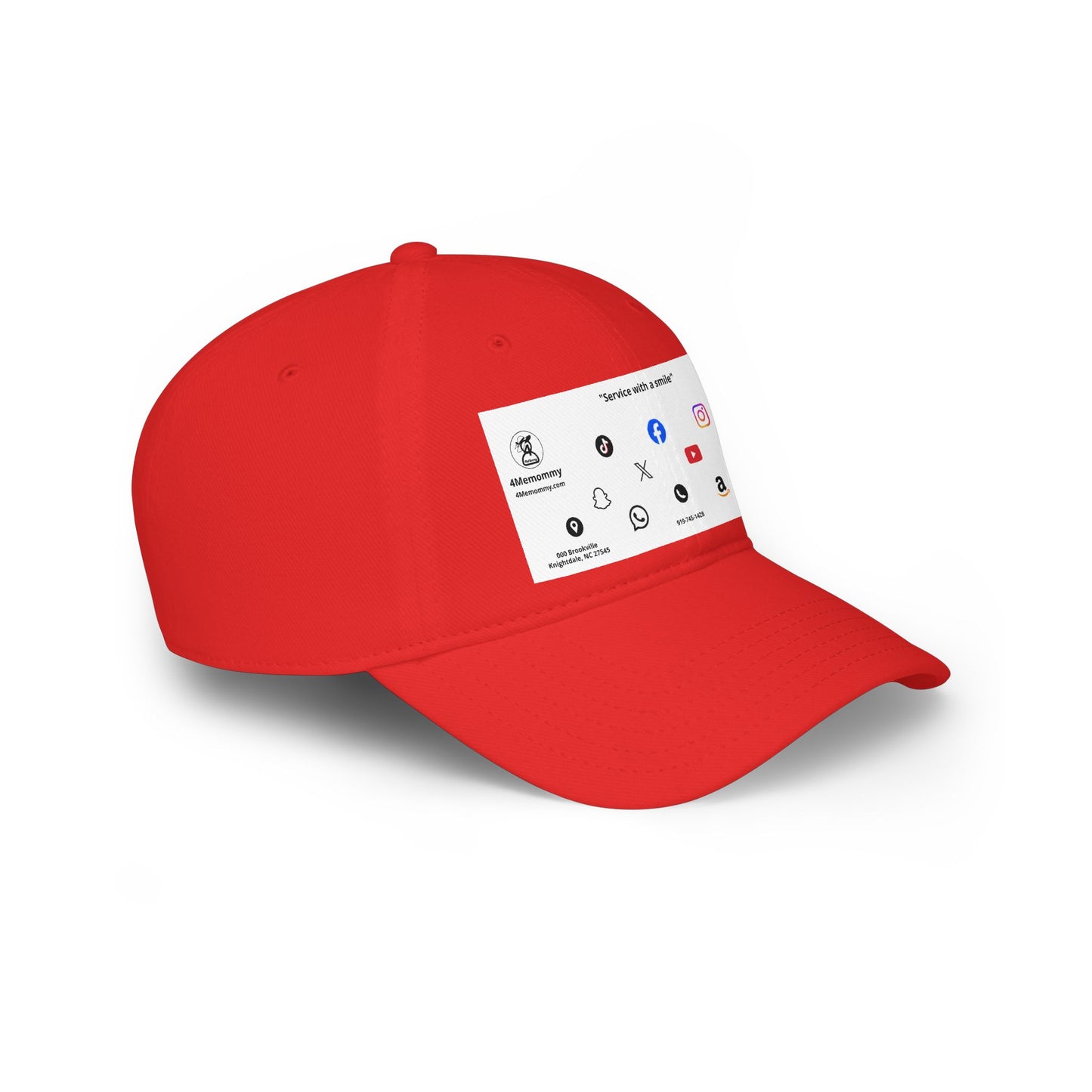 White Business Card Hat - Low Profile Baseball Cap (Print)
