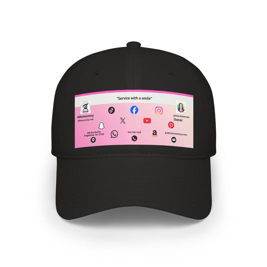 Pink Gradient Business Card Hat - Low Profile Baseball Cap (Print)