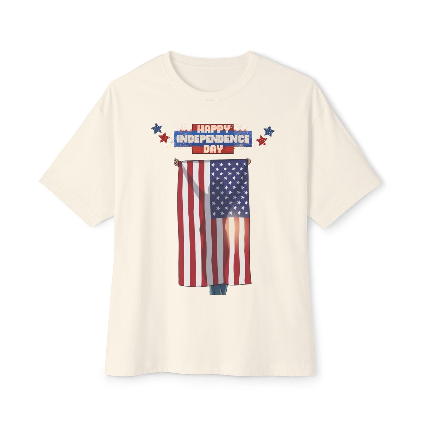 July 4th Flag Holder Tee – Oversized Box Graphic T-Shirt