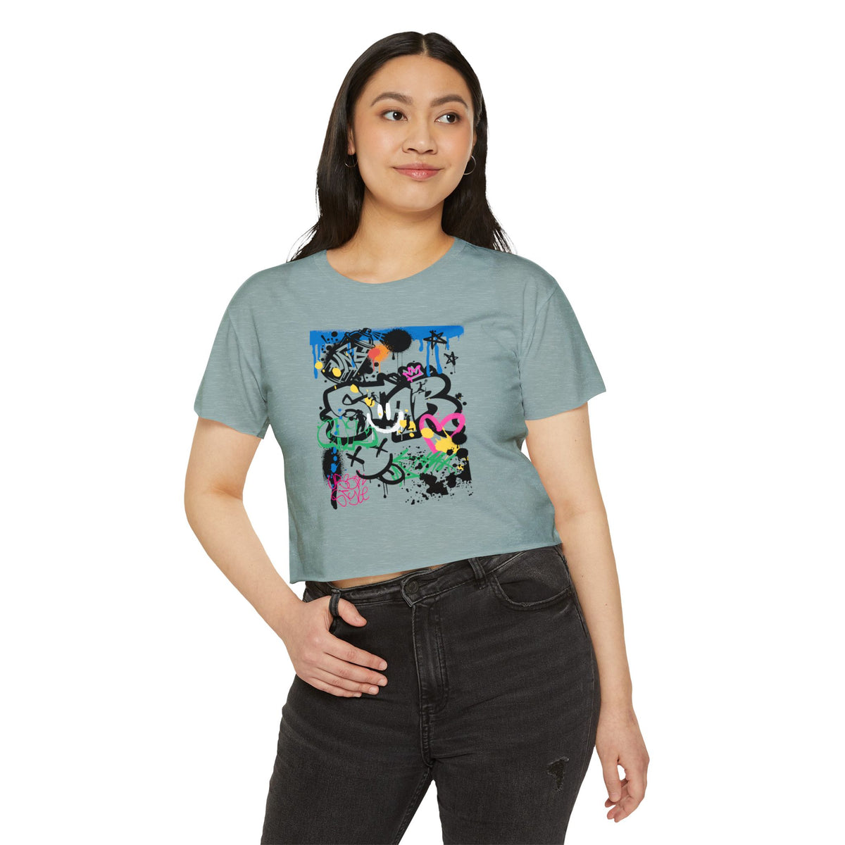 Graffiti Women B Ball Tee  — Women's Crop Top T-Shirt