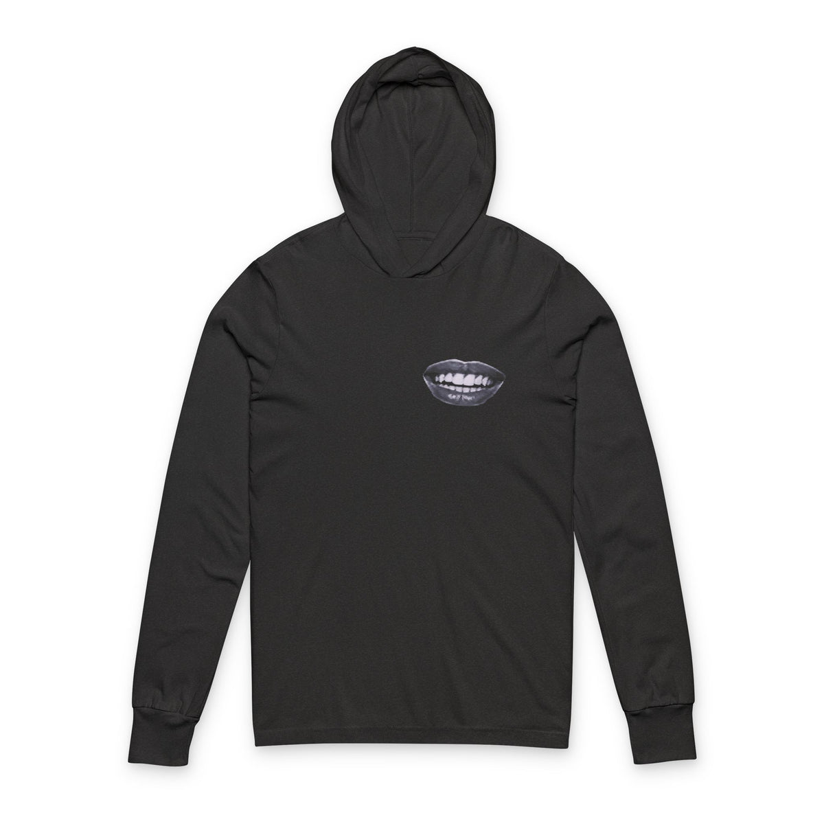 Pocket Mouth Glitch - Hooded Long Sleeve T-Shirt