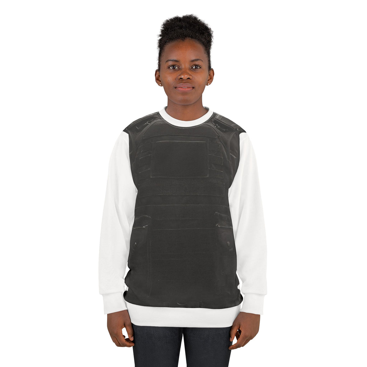 'No Weapon Formed...'Tactical Vest Sweatshirt - AOP Printed Crewneck