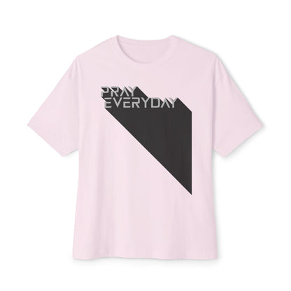 Pray Everyday – Oversized White Letter Box Graphic T-Shirt