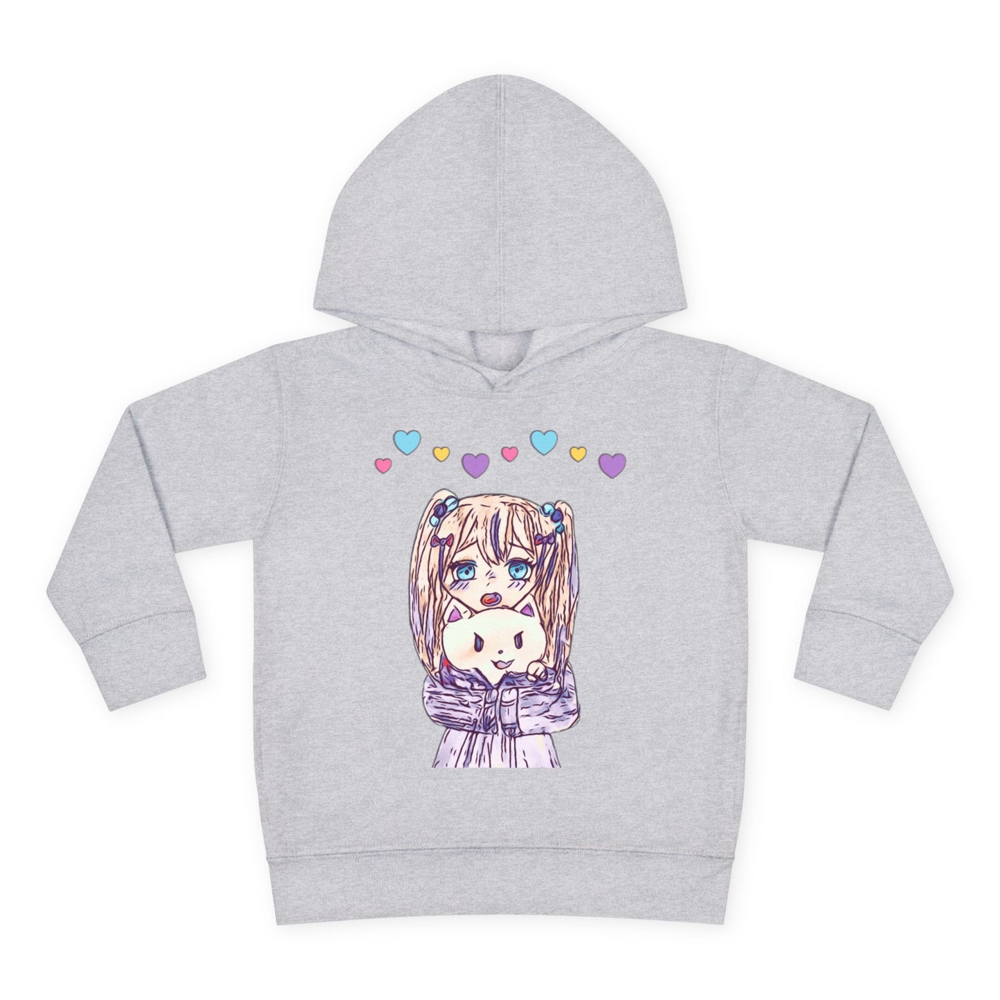 Cute Kawaii Heart Plushie Design Anime Girl - Toddler Hoodie RS3326