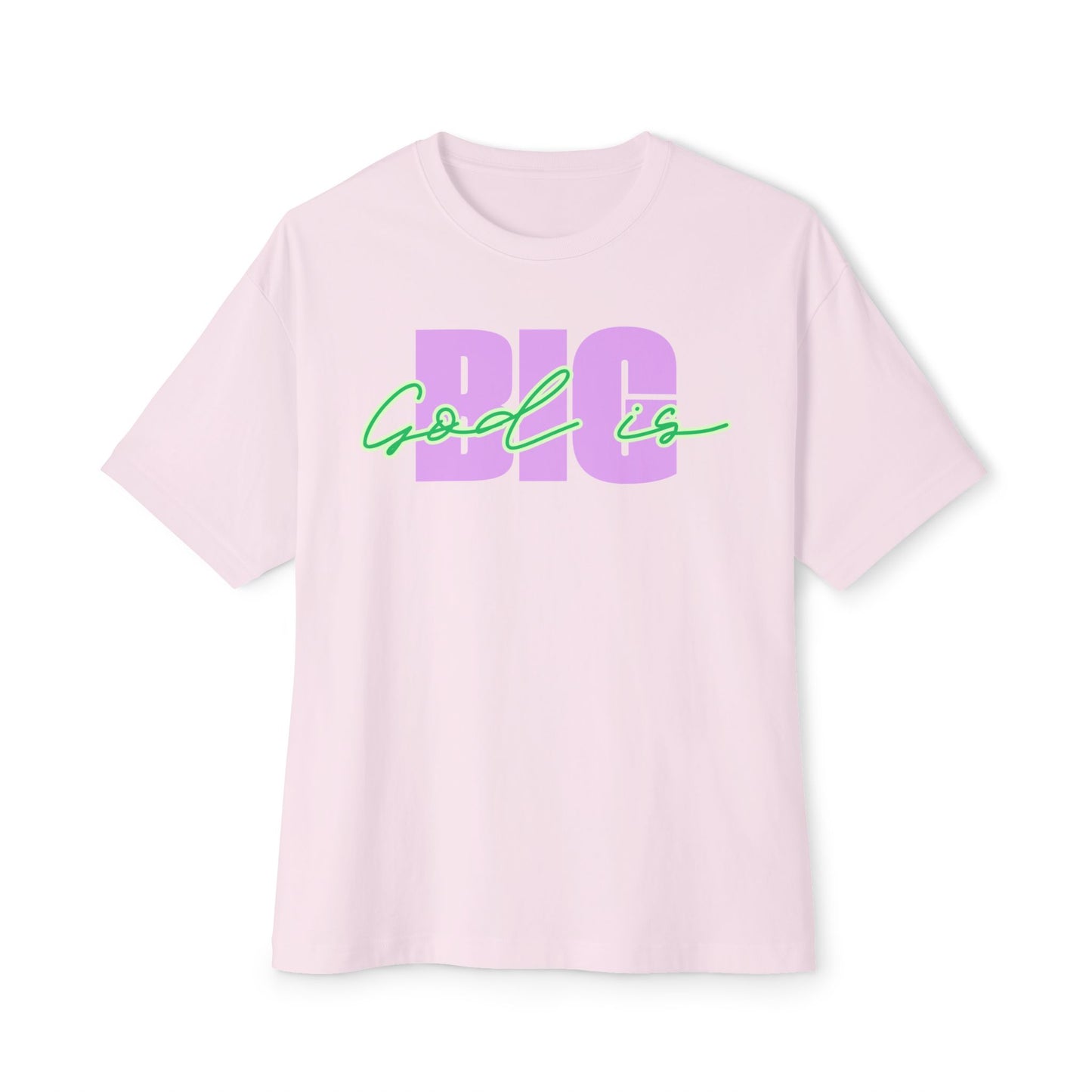 God is BIG (Lavender&Green) Tee – Oversized Box Graphic T-Shirt
