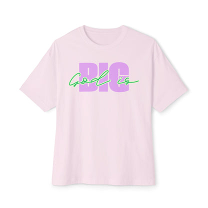 God is BIG (Lavender&Green) Tee – Oversized Box Graphic T-Shirt