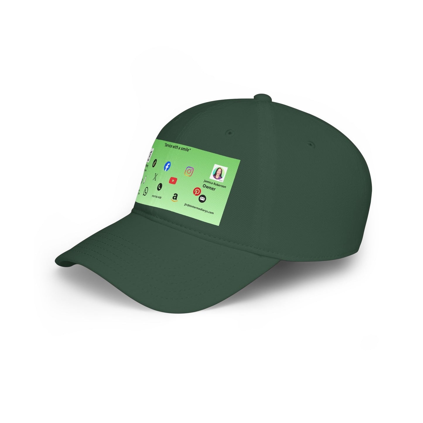 Green Gradient Business Card Hat - Low Profile Baseball Cap (Print)