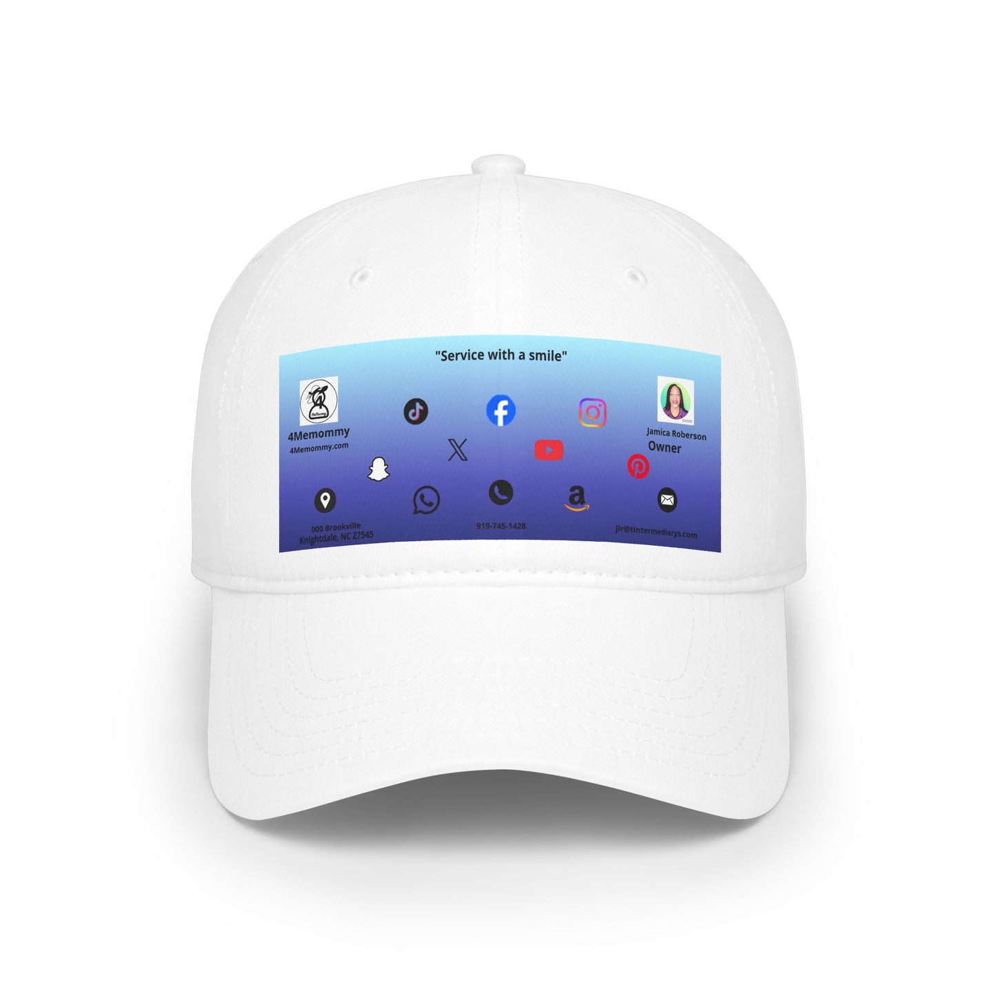 Blue Gradient Business Card Hat - Low Profile Baseball Cap (Print)