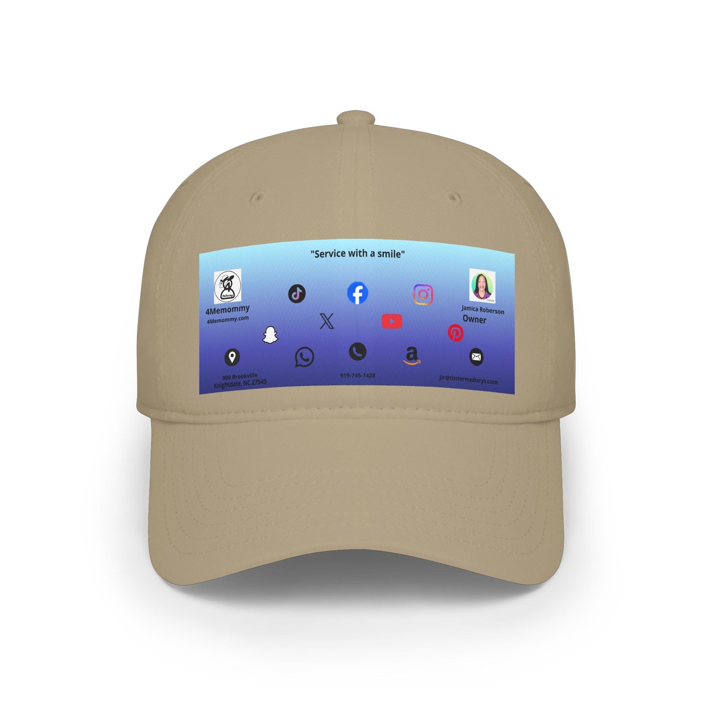 Blue Gradient Business Card Hat - Low Profile Baseball Cap (Print)