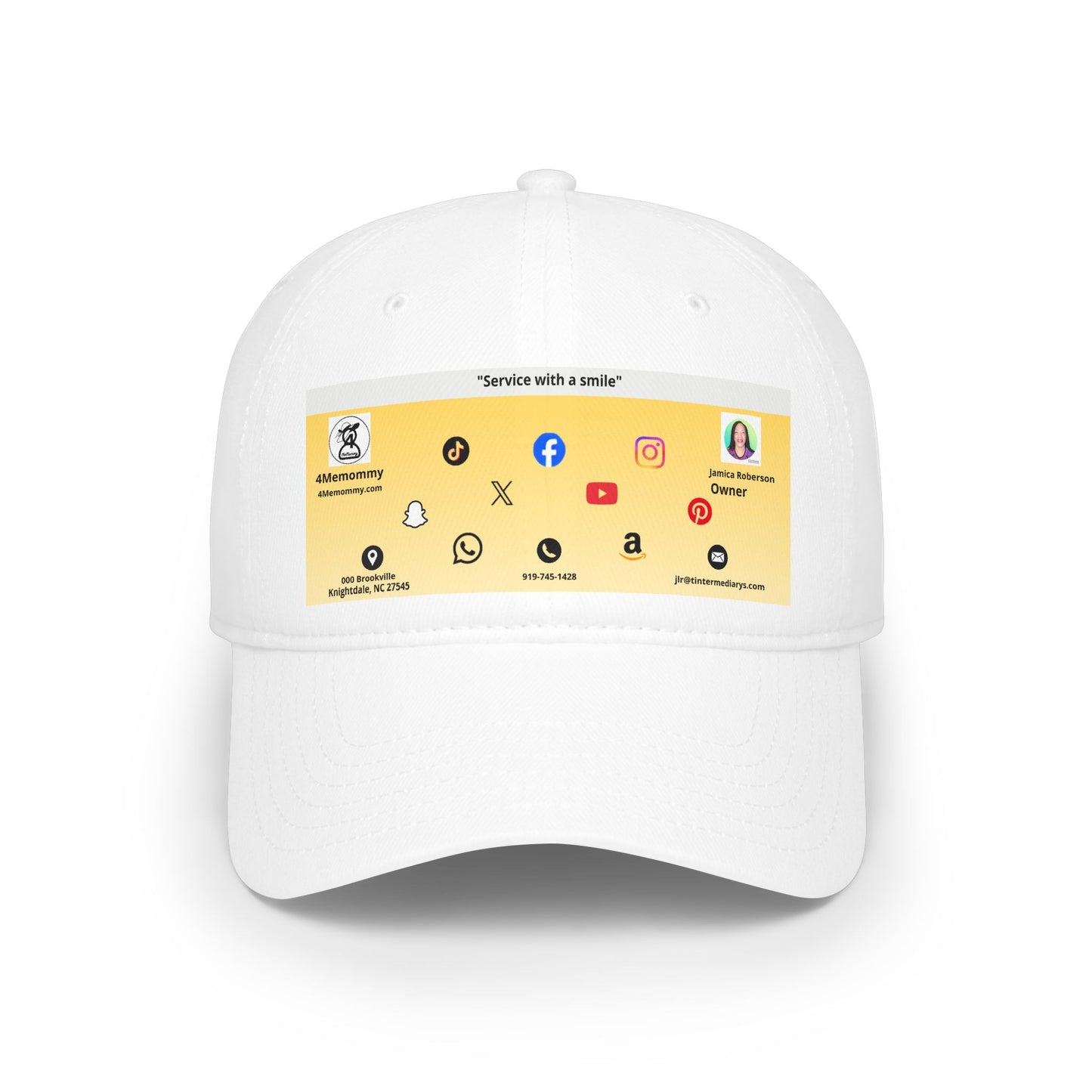 Yellow Gradient Business Card Hat - Low Profile Baseball Cap (Print)