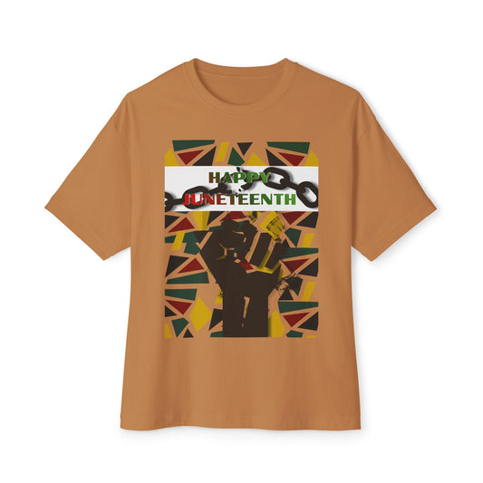 Happy Juneteenth Celebration Tee – Oversized Box Graphic T-Shirt