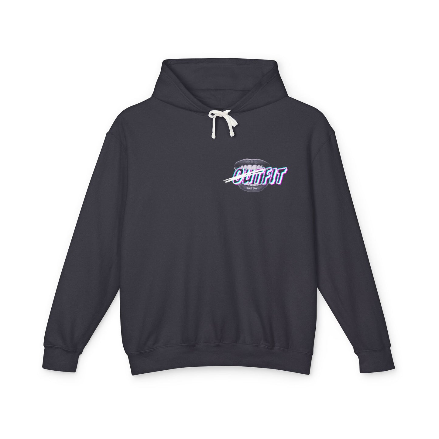Unisex Mouth Fit Glitch — Lightweight Hooded Sweatshirt