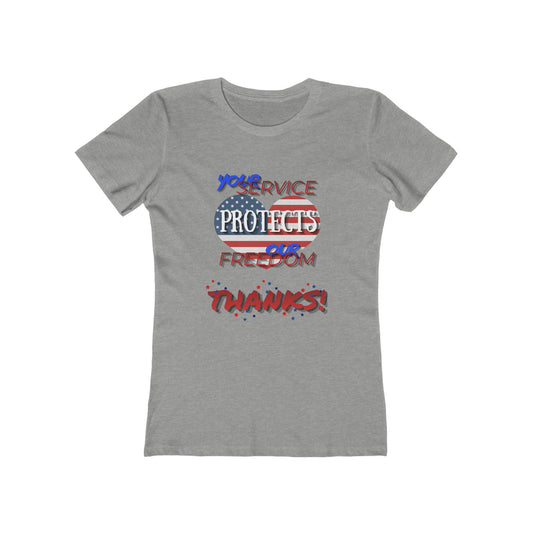 Thanks 4 Service Memorial Day— Women’s Boyfriend Fit Celebration T-Shirt