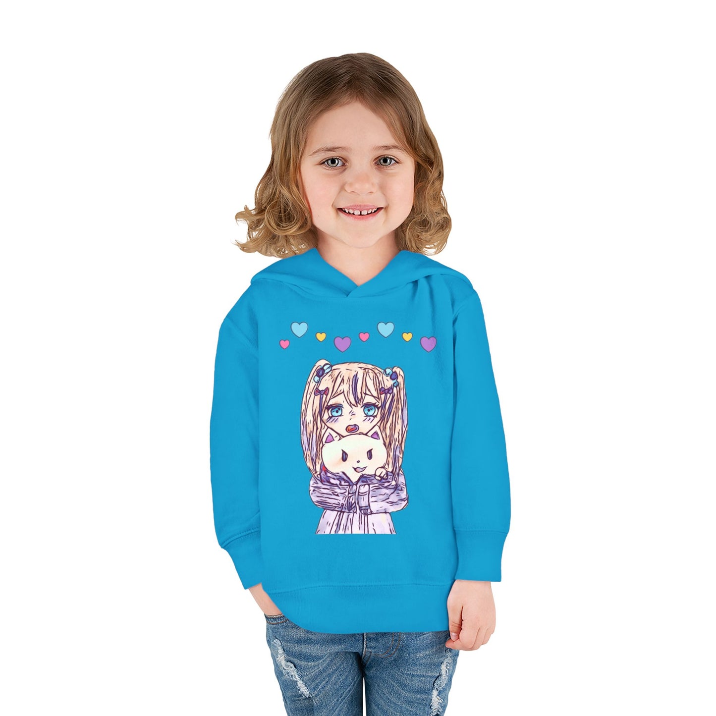Cute Kawaii Heart Plushie Design Anime Girl - Toddler Hoodie RS3326