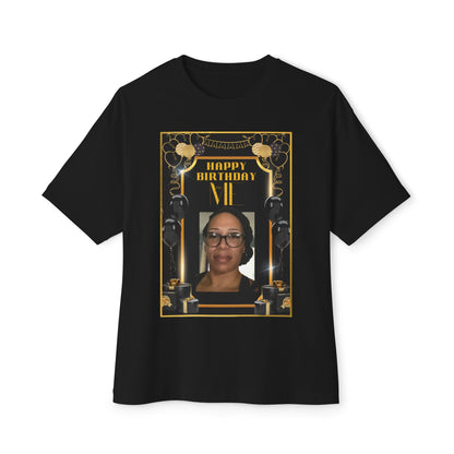 Black & Gold Bold Font Personalize It! B Day Tee – Oversized Box Graphic T-Shirt