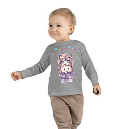 Cute Kawaii Heart Plushie Design Anime Girl - Toddler Long Sleeve T-Shirt RS3302