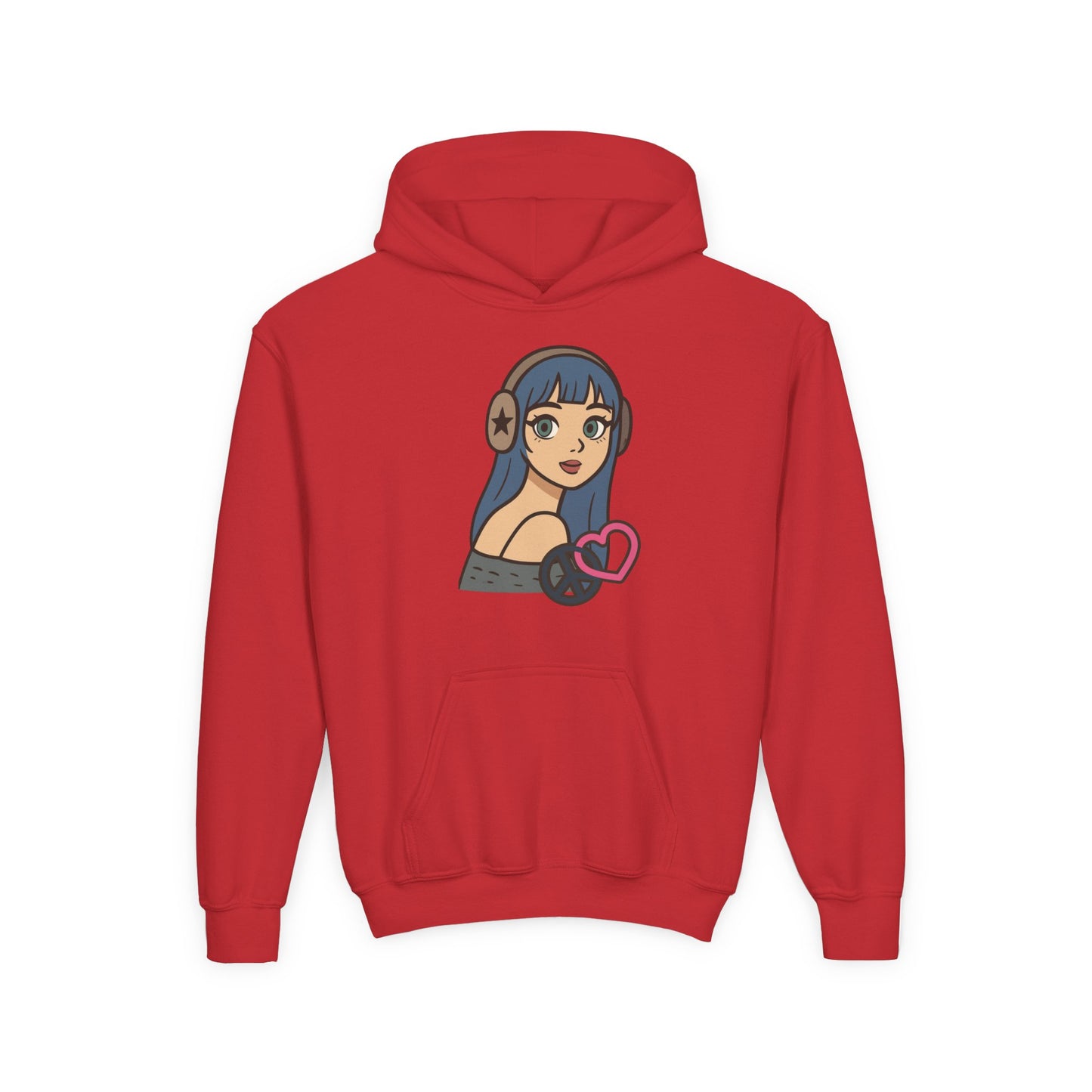 In Her Happy Wearing Headphones - Kids/Youth Hoodie Gildan 18500B