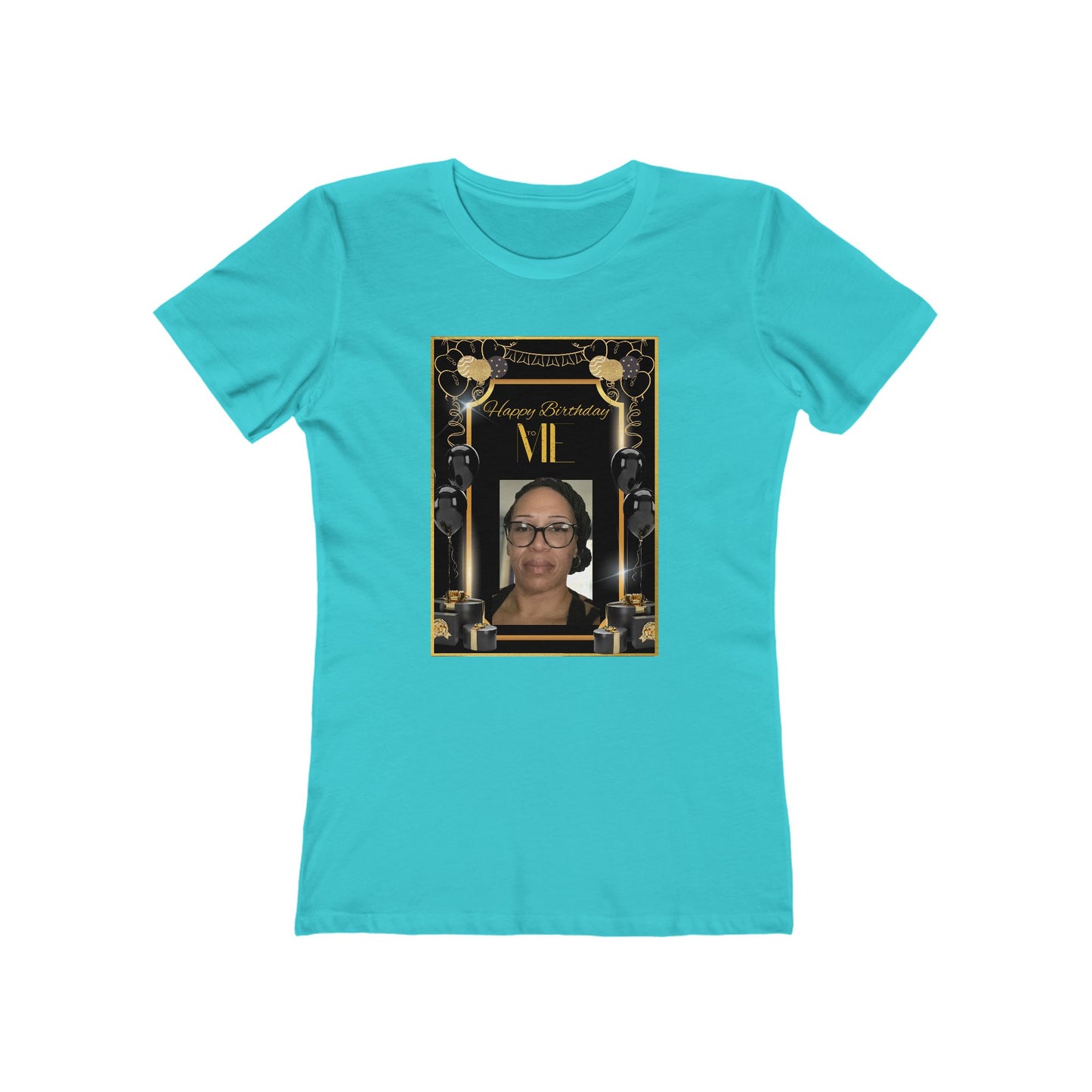 Black & Gold Me B Day Personalize It! Tee - Women’s Boyfriend Fit Celebration T-Shirt