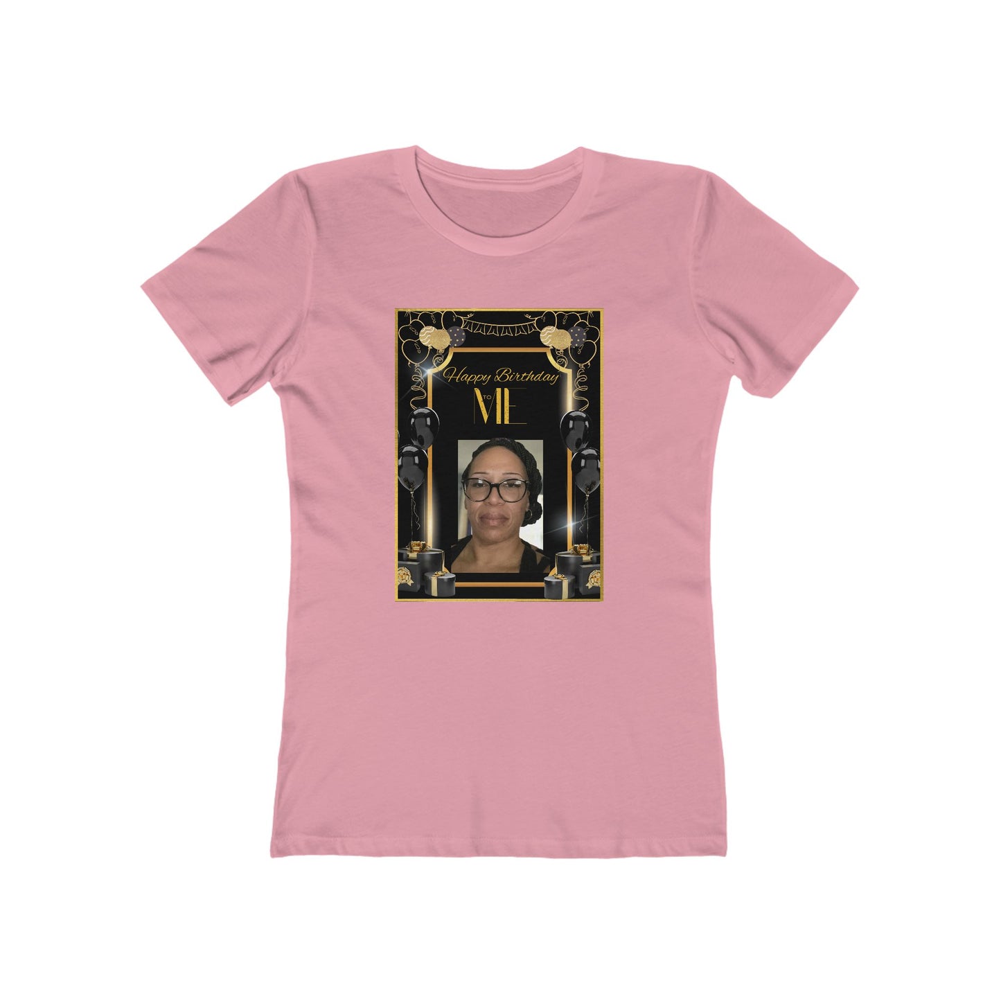 Black & Gold Me B Day Personalize It! Tee - Women’s Boyfriend Fit Celebration T-Shirt
