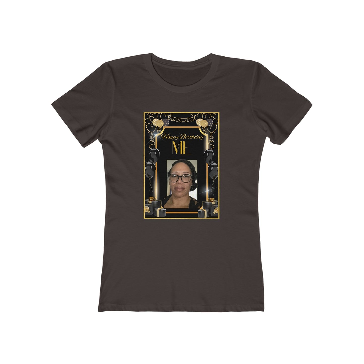 Black & Gold Me B Day Personalize It! Tee - Women’s Boyfriend Fit Celebration T-Shirt