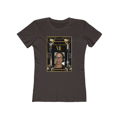 Black & Gold Me B Day Personalize It! Tee - Women’s Boyfriend Fit Celebration T-Shirt