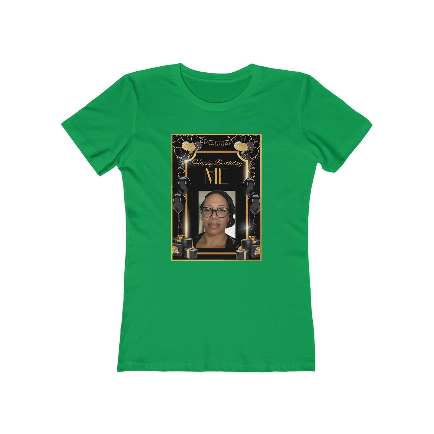 Black & Gold Me B Day Personalize It! Tee - Women’s Boyfriend Fit Celebration T-Shirt