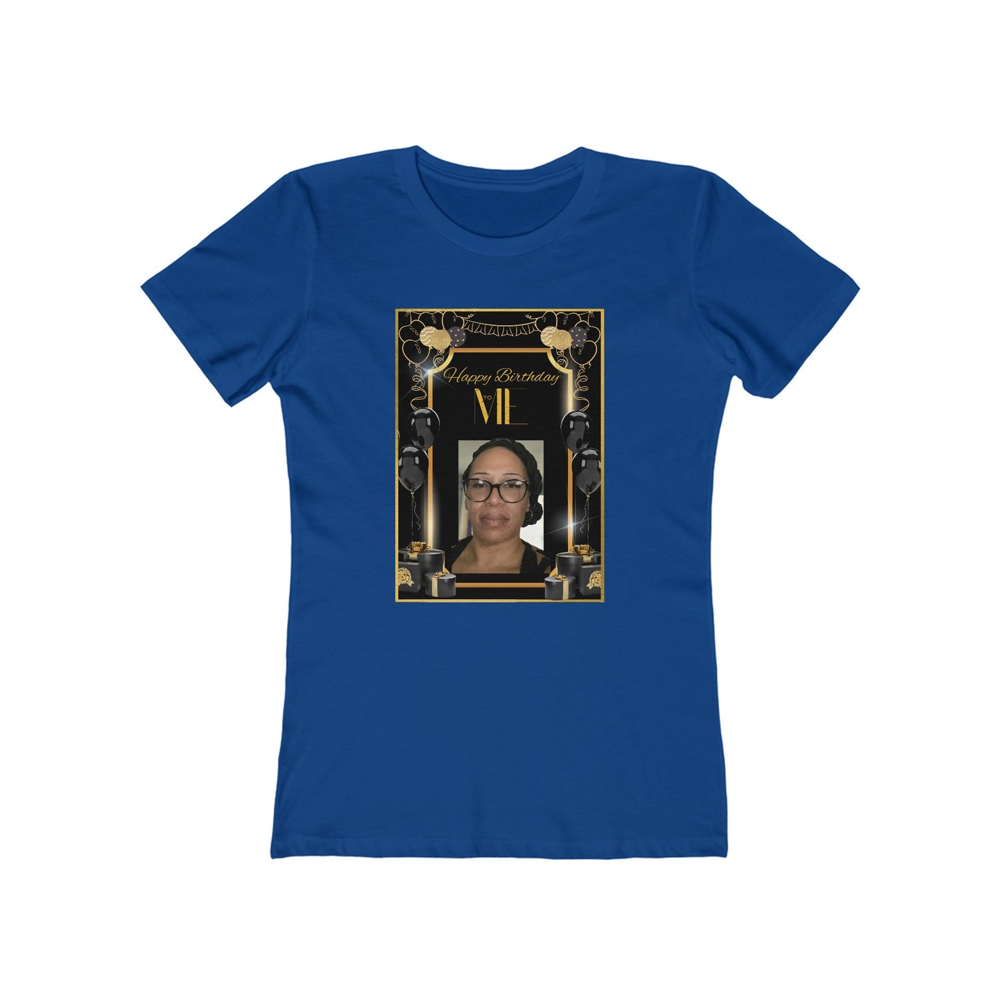 Black & Gold Me B Day Personalize It! Tee - Women’s Boyfriend Fit Celebration T-Shirt