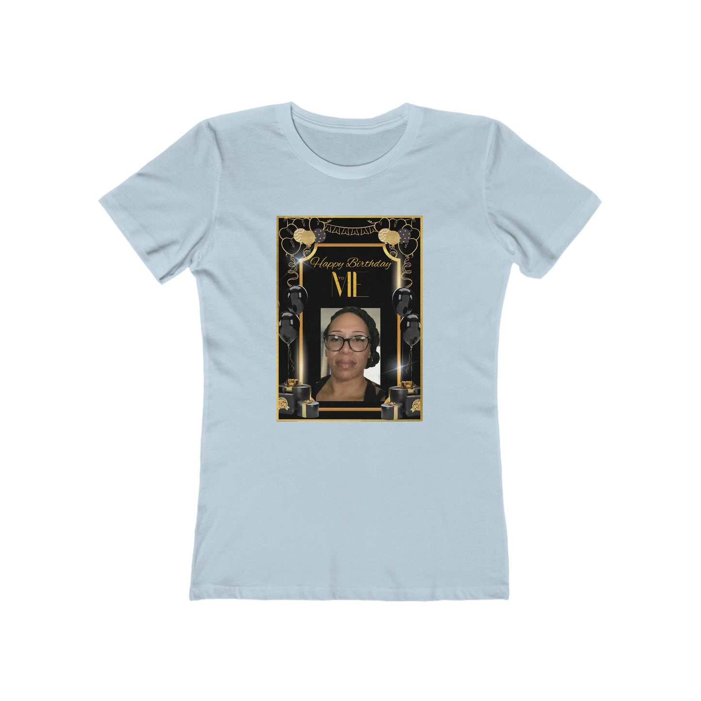 Black & Gold Me B Day Personalize It! Tee - Women’s Boyfriend Fit Celebration T-Shirt