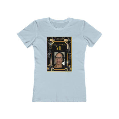 Black & Gold Me B Day Personalize It! Tee - Women’s Boyfriend Fit Celebration T-Shirt