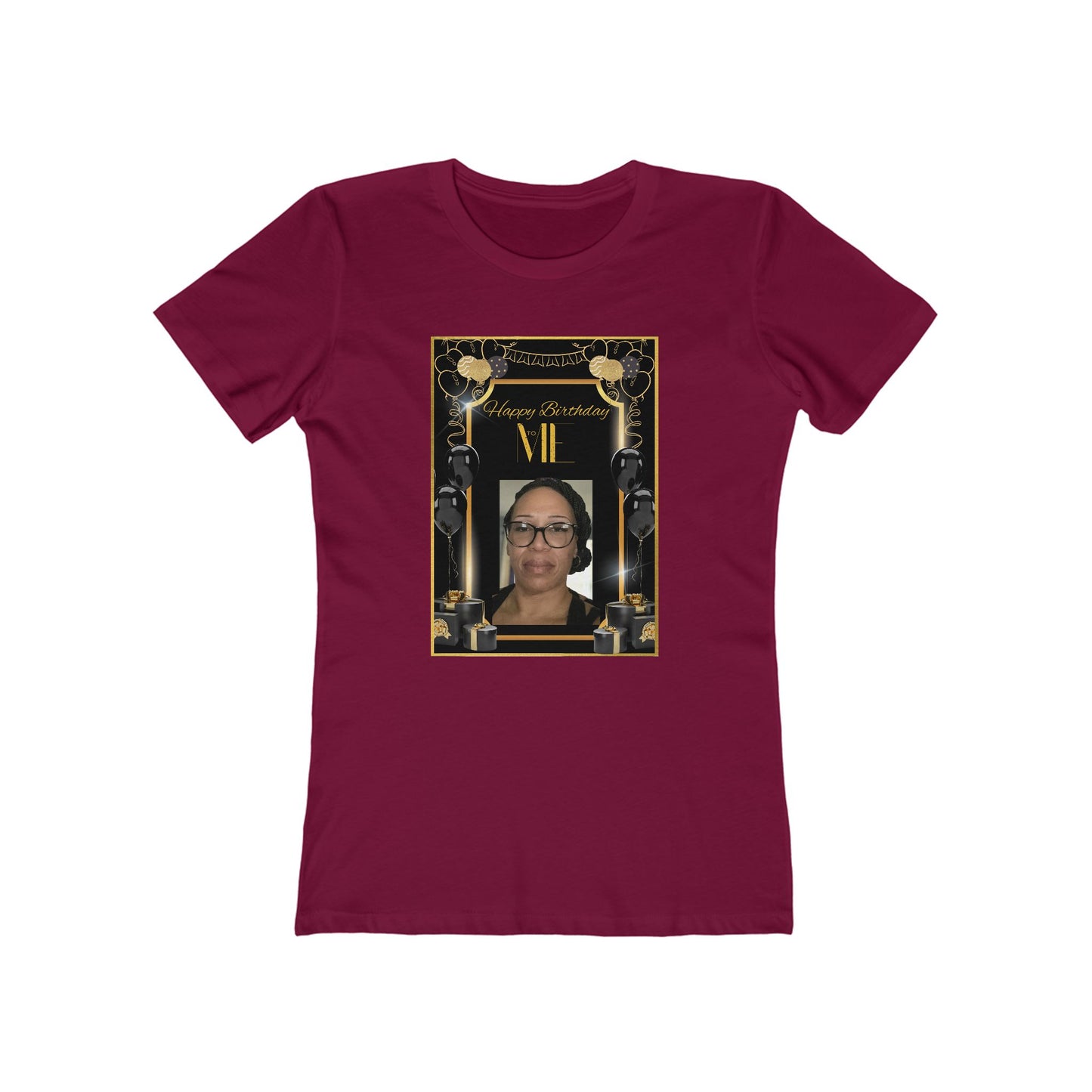 Black & Gold Me B Day Personalize It! Tee - Women’s Boyfriend Fit Celebration T-Shirt