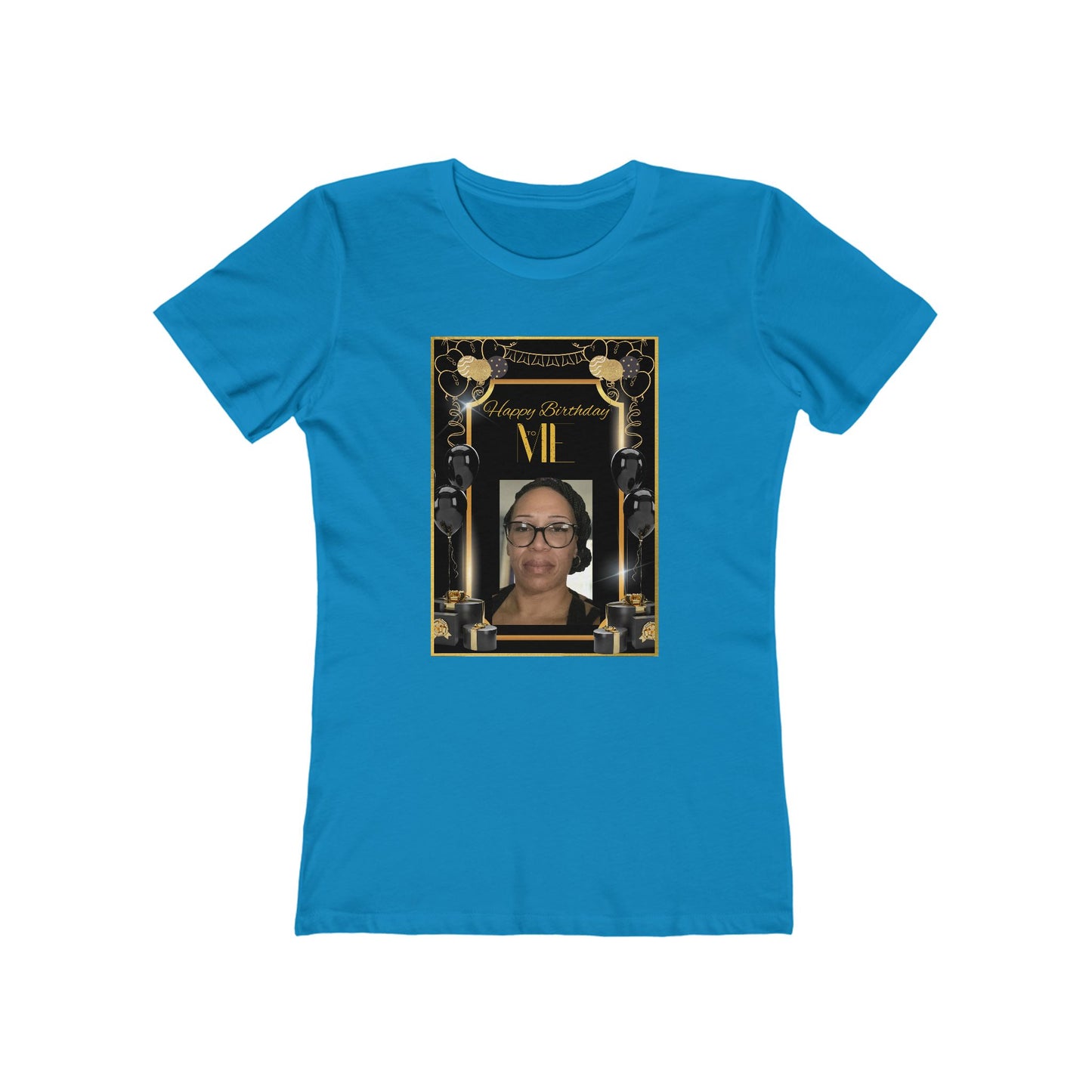 Black & Gold Me B Day Personalize It! Tee - Women’s Boyfriend Fit Celebration T-Shirt