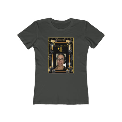 Black & Gold Me B Day Personalize It! Tee - Women’s Boyfriend Fit Celebration T-Shirt