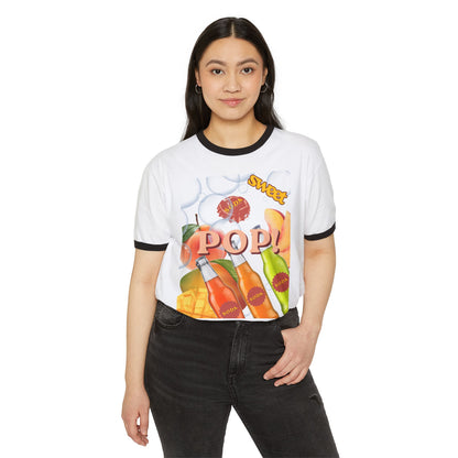 Pop Tee- Women's Graphic Ringer T-Shirt