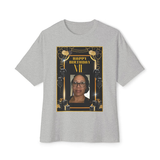 Black & Gold Bold Font Personalize It! B Day Tee – Oversized Box Graphic T-Shirt