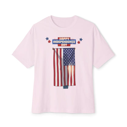 July 4th Flag Holder Tee – Oversized Box Graphic T-Shirt