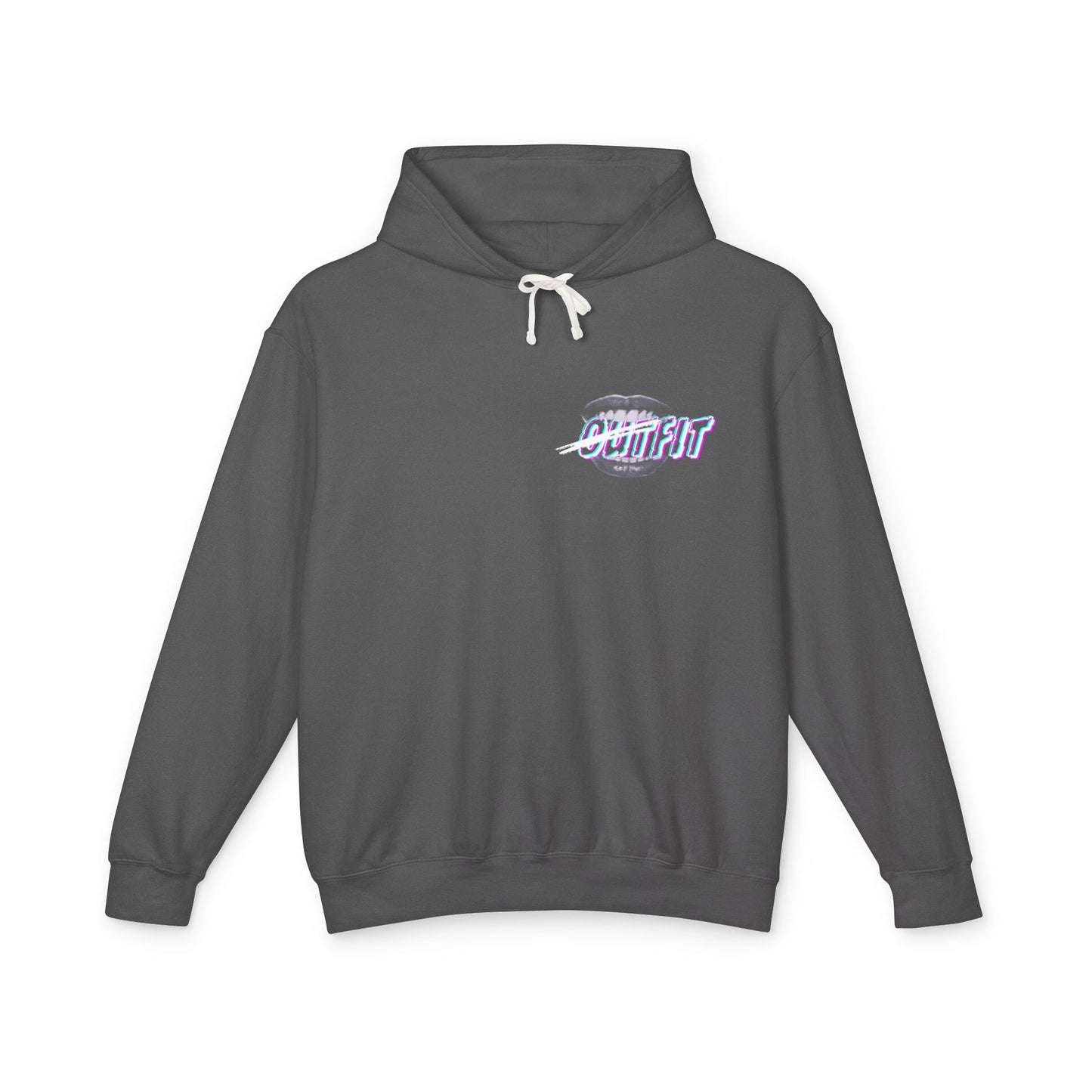 Unisex Mouth Fit Glitch — Lightweight Hooded Sweatshirt