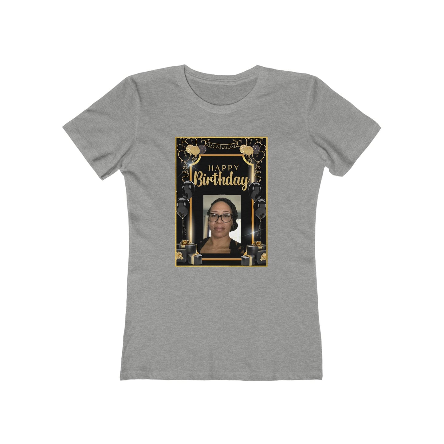 Black & Gold B Day Personalize It! Tee - Women’s Boyfriend Fit Celebration T-Shirt