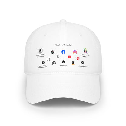 White Business Card Hat - Low Profile Baseball Cap (Print)