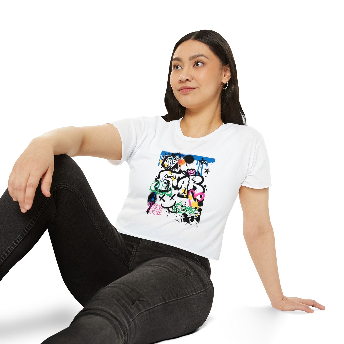 Graffiti Women B Ball Tee  — Women's Crop Top T-Shirt
