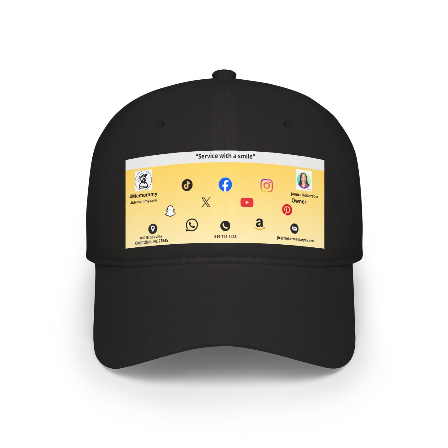 Yellow Gradient Business Card Hat - Low Profile Baseball Cap (Print)