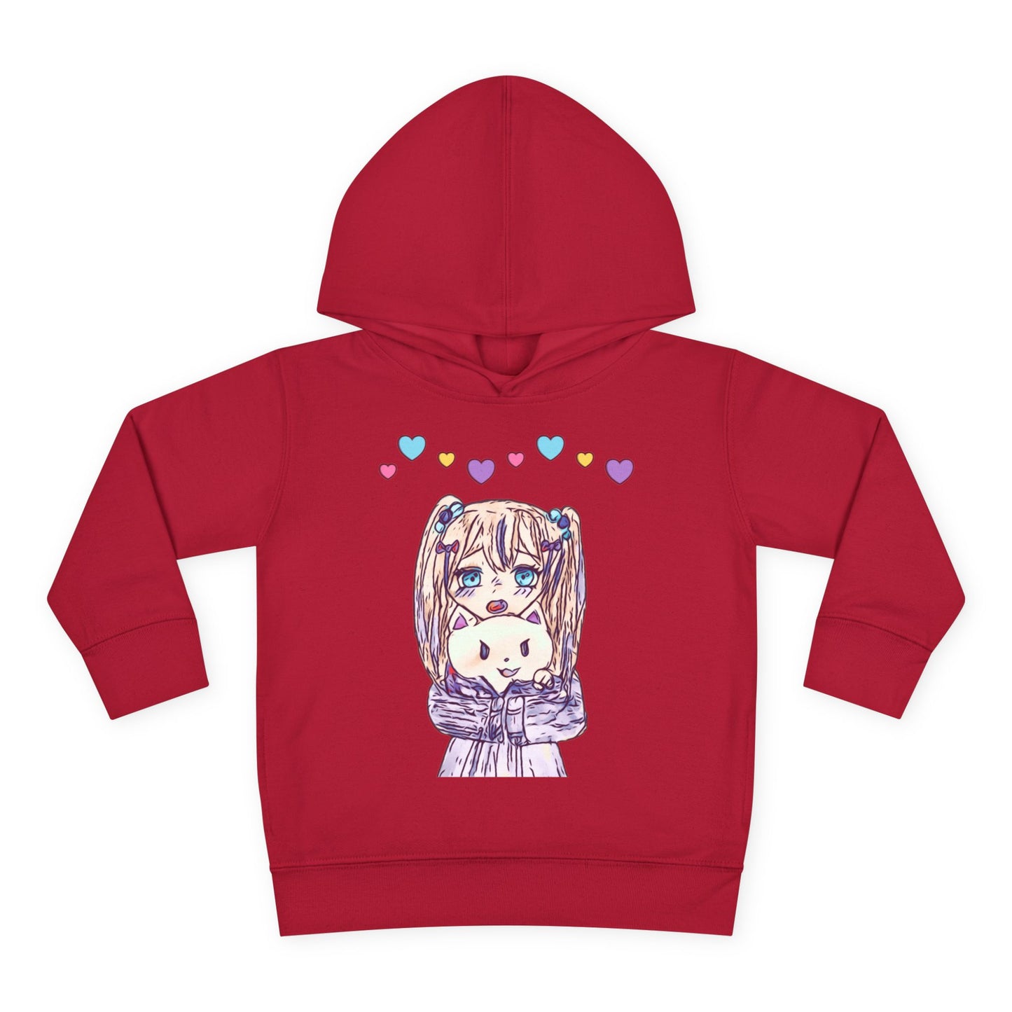 Cute Kawaii Heart Plushie Design Anime Girl - Toddler Hoodie RS3326