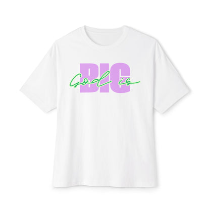 God is BIG (Lavender&Green) Tee – Oversized Box Graphic T-Shirt