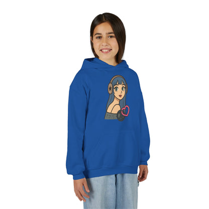 In Her Happy Wearing Headphones - Kids/Youth Hoodie Gildan 18500B
