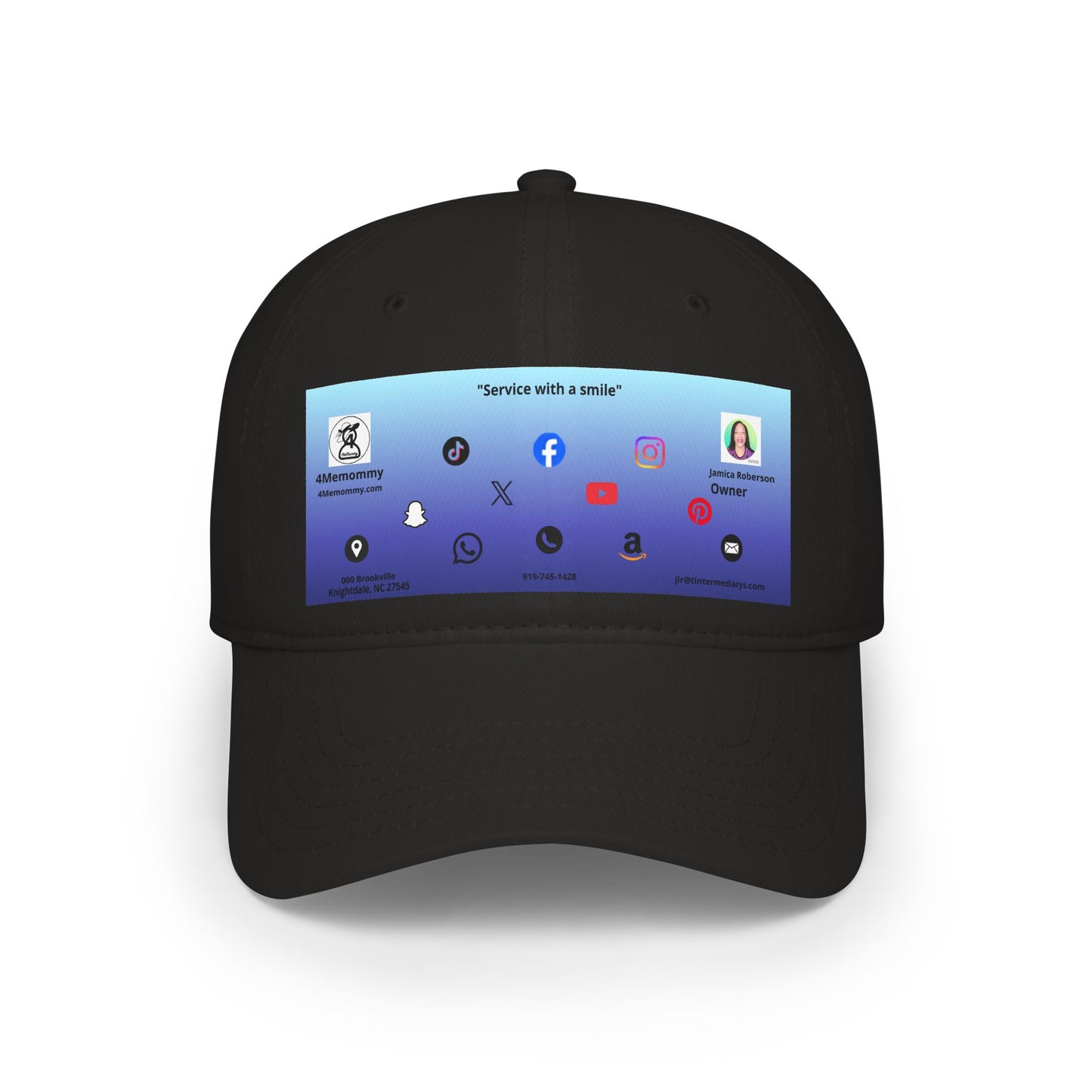 Blue Gradient Business Card Hat - Low Profile Baseball Cap (Print)
