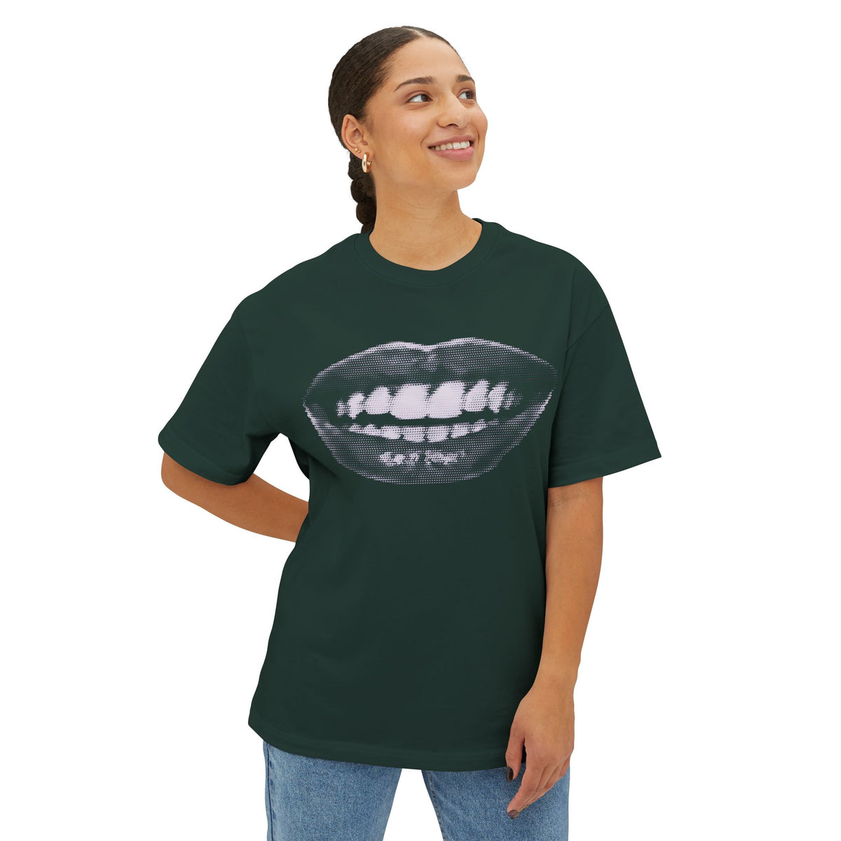 Mouth Glitch Tee – Oversized Box Graphic T-Shirt