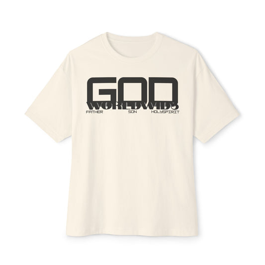 GOD Worldwide – Oversized White Letter Box Graphic T-Shirt